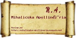 Mihalicska Apollinária névjegykártya